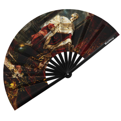 Mors Imperator by Hermione von Preuschen Rave Bamboo Folding Hand Fan / Clack Fan - Large