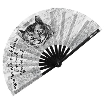 Alice In Wonderland, Cheshire Cat Rave Bamboo Folding Hand Fan / Clack Fan - Large - Daftboy