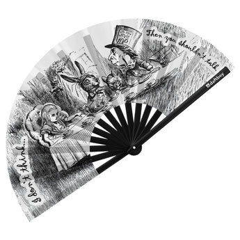 Alice In Wonderland, Mad Hatter's Tea Party Rave Bamboo Folding Hand Fan / Clack Fan - Large - Daftboy