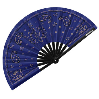 Blue Hanky Rave Bamboo Folding Hand Fan / Clack Fan - Large - Daftboy