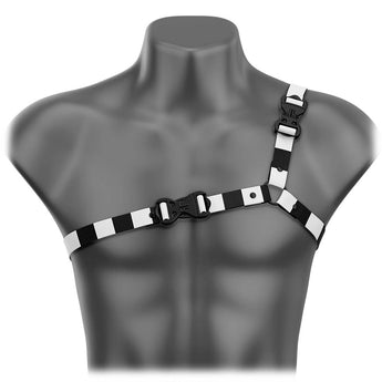 Checkered Black & White Ultra - Thin Asymmetrical Handmade Fashion Vegan Unisex Harness - Daftboy