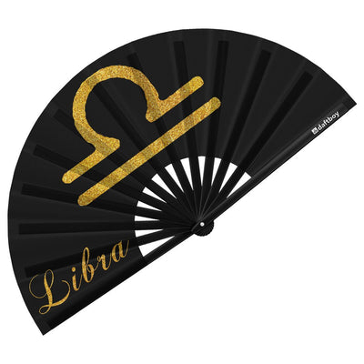 Libra Rave Bamboo Folding Hand Fan / Clack Fan - Large - Zodiac Collection