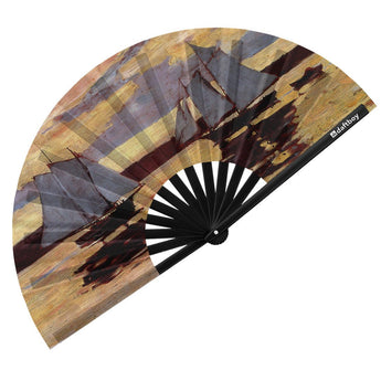 Mackerel Fleet At Dawn by Winslow Homer Rave Bamboo Folding Hand Fan / Clack Fan - Large - Daftboy