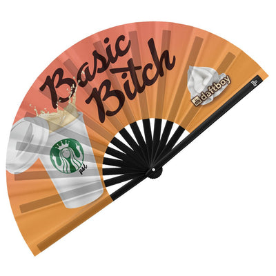 PSL Basic B*tch Rave Bamboo Folding Hand Fan / Clack Fan - Large