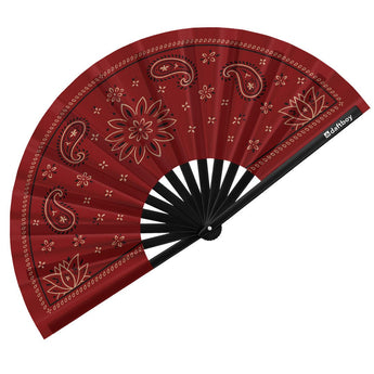 Red Hanky Rave Bamboo Folding Hand Fan / Clack Fan - Large - Daftboy