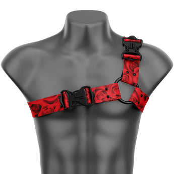 Red Roses Asymmetrical Handmade Fashion Vegan Unisex Harness - Daftboy