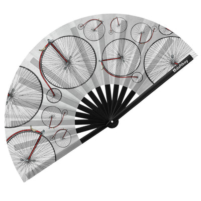 Retro Bike Rave Bamboo Folding Hand Fan / Clack Fan - Large