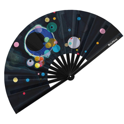 Several Circles by Wassily Kandinsky Rave Bamboo Folding Hand Fan / Clack Fan - Large