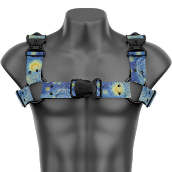 The Starry Night by Vincent van Gogh Bulldog Handmade Fashion Vegan Unisex Harness - Daftboy