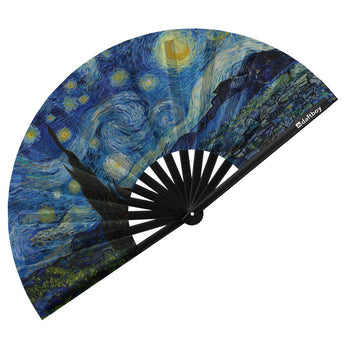 The Starry Night by Vincent van Gogh Rave Bamboo Folding Hand Fan / Clack Fan - Large - Daftboy