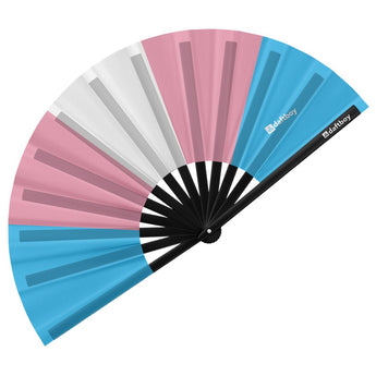 Transgender Pride Bamboo Folding Hand Fan / Clack Fan - Large - Daftboy