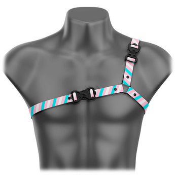 Transgender Pride Ultra Thin Asymmetrical Handmade Fashion Vegan Unisex Harness - Daftboy