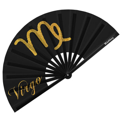 Virgo Rave Bamboo Folding Hand Fan / Clack Fan - Large - Zodiac Collection
