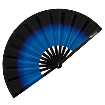 Black to Blue Ombré Core Rave Bamboo Folding Hand Fan / Clack Fan - Large - Daftboy
