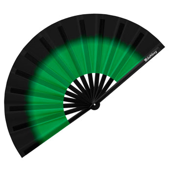 Black to Green Ombré Core Rave Bamboo Folding Hand Fan / Clack Fan - Large - Daftboy