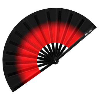 Black to Red Ombré Core Rave Bamboo Folding Hand Fan / Clack Fan - Large - Daftboy