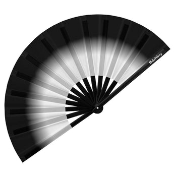 Black to White Ombré Core Rave Bamboo Folding Hand Fan / Clack Fan - Large - Daftboy