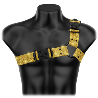 Gold Glitter Glam Asymmetrical Handmade Fashion Vegan Unisex Harness - Daftboy