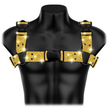 Gold Glitter Glam Bulldog Handmade Fashion Vegan Unisex Harness - Daftboy