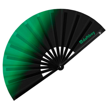Green to Black Ombré Rave Bamboo Folding Hand Fan / Clack Fan - Large - Daftboy