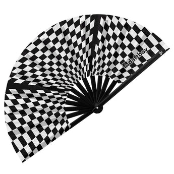 Speed Checkered π Rave Bamboo Folding Hand Fan / Clack Fan - Large - Daftboy