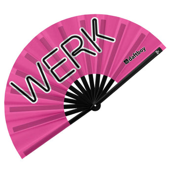 WERK In Hawt Pink Rave Bamboo Folding Hand Fan / Clack Fan - Large - Daftboy