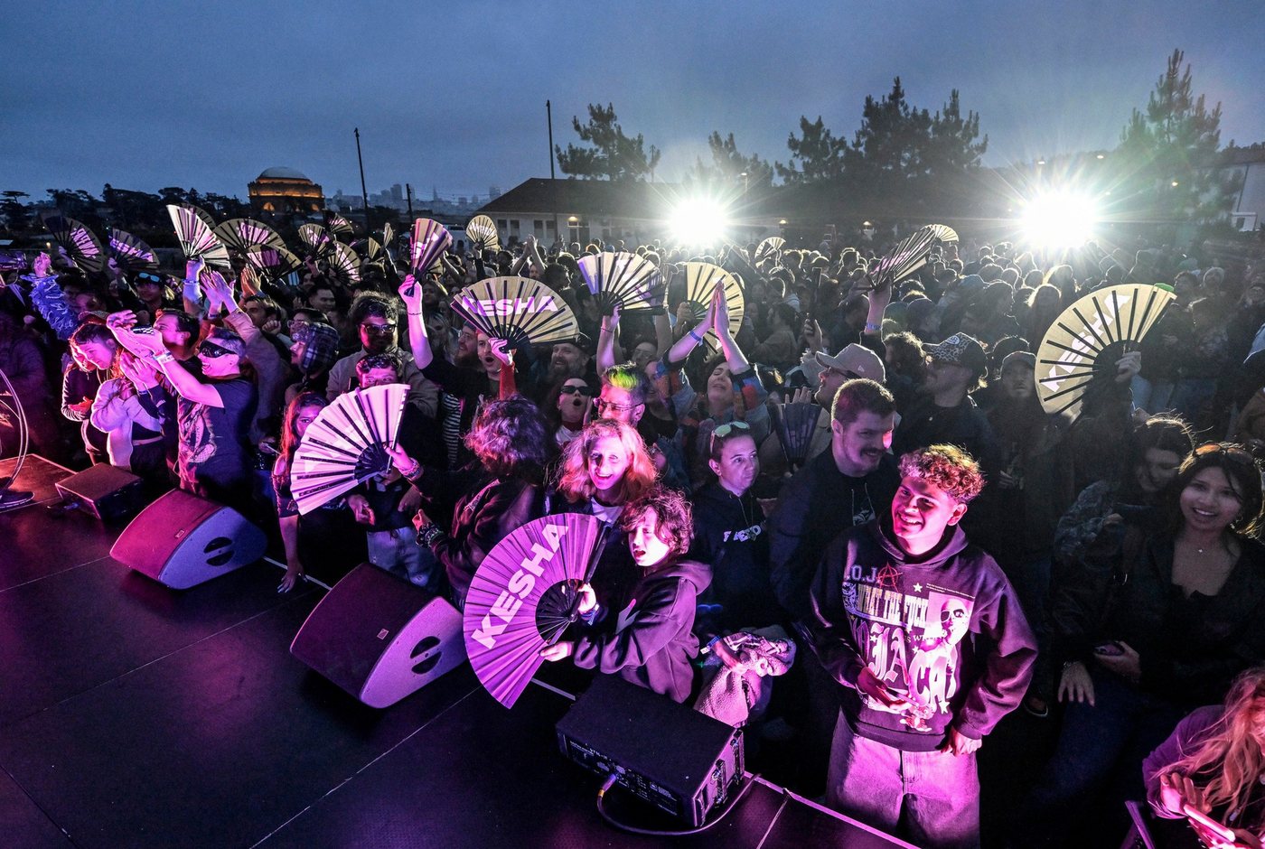Fans waving custom Daftboy KESHA fans at Kesha's show