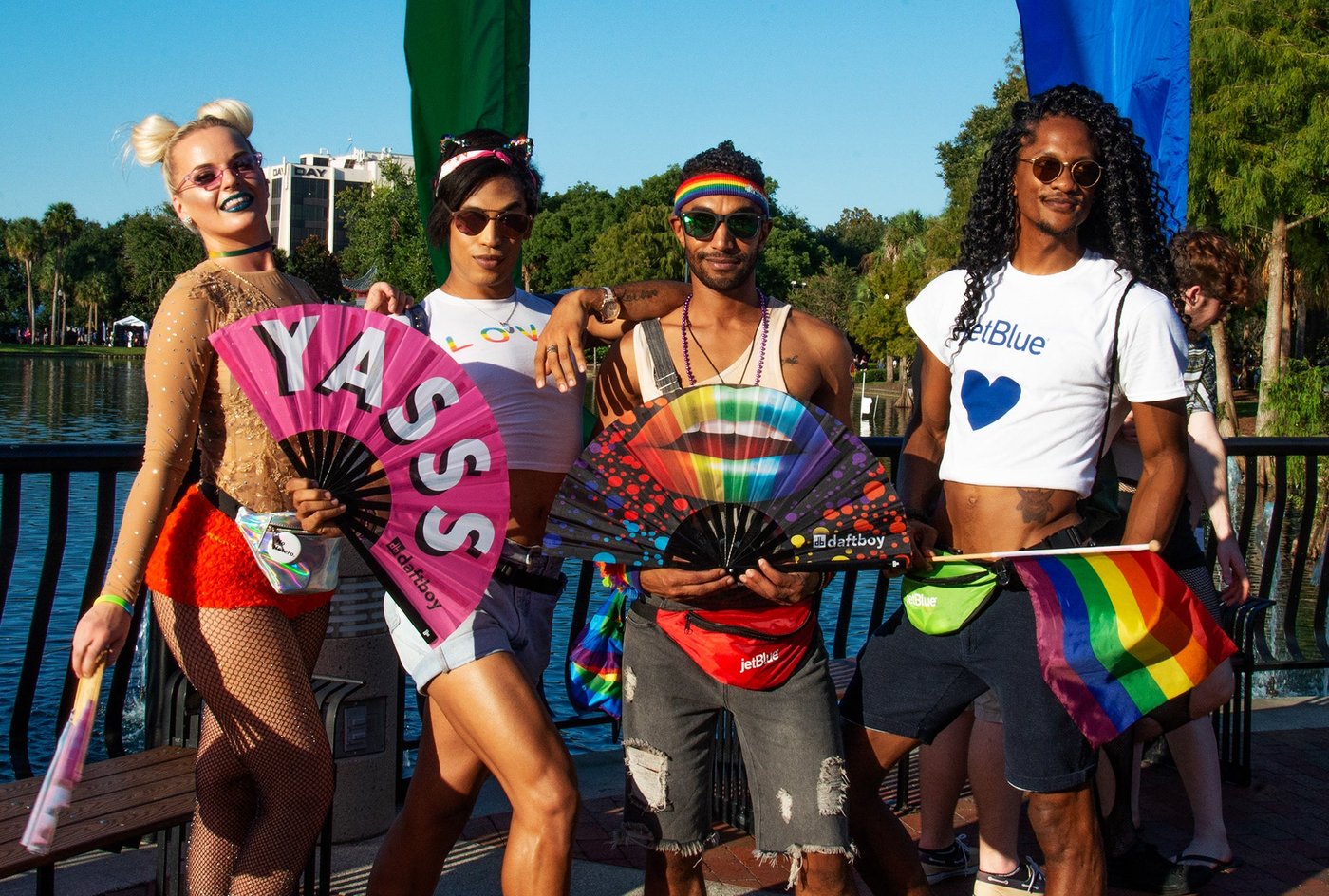 Friends at Pride with Daftboy YASSS and rainbow fans