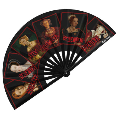 Six Wives of Henry VIII Rave Bamboo Folding Hand Fan / Clack Fan - Large