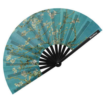 Almond Blossoms by Vincent van Gogh Rave Bamboo Folding Hand Fan / Clack Fan - Large