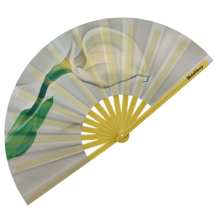 Calla Lily Turned Away by Georgia O'Keeffe Rave Bamboo Folding Hand Fan / Clack Fan - Large