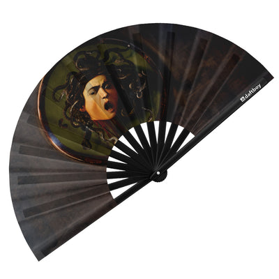 Medusa by Caravaggio Rave Bamboo Folding Hand Fan / Clack Fan - Large