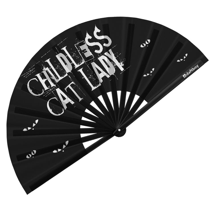 Childless Cat Lady Rave Bamboo Folding Hand Fan / Clack Fan - Large