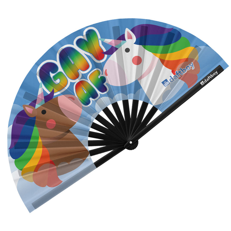 Gay AF Rave Bamboo Folding Hand Fan / Clack Fan - Large