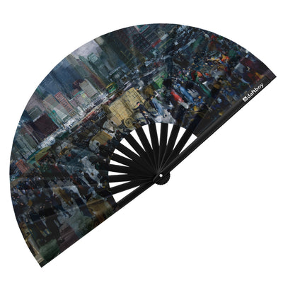 New York by George Bellows Rave Bamboo Folding Hand Fan / Clack Fan - Large
