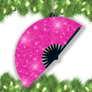 Hawt Pink Glitter Fan Ornament