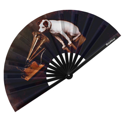 His Master's Voice by Francis Barraud Rave Bamboo Folding Hand Fan / Clack Fan - Large