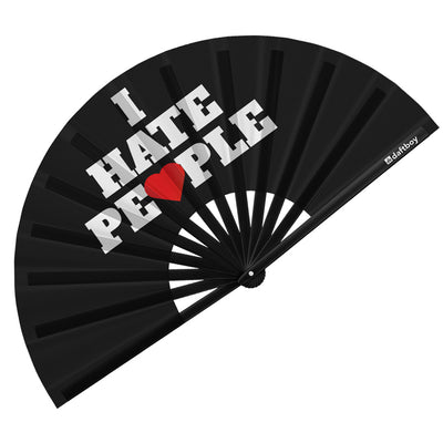 I Hate People Rave Bamboo Folding Hand Fan / Clack Fan - Large