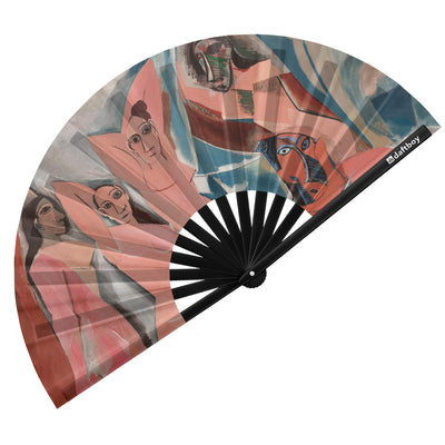 Les Demoiselles d'Avignon by Pablo Picasso Rave Bamboo Folding Hand Fan / Clack Fan - Large