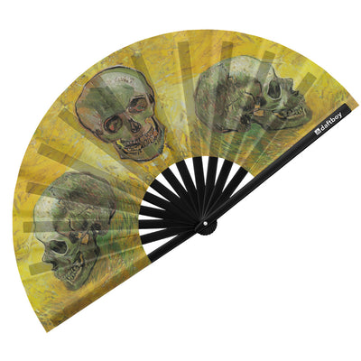 Skulls by Vincent van Gogh Rave Bamboo Folding Hand Fan / Clack Fan - Large