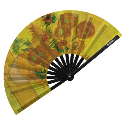Sunflowers by Vincent van Gogh Rave Bamboo Folding Hand Fan