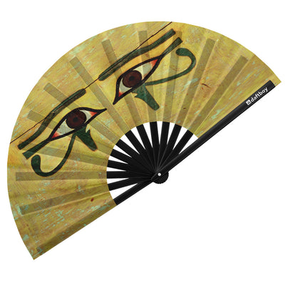The Eyes Of Horus Rave Bamboo Folding Hand Fan / Clack Fan - Large