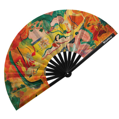 The Joy Of Life by Henri Matisse Rave Bamboo Folding Hand Fan / Clack Fan - Large