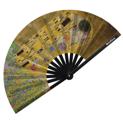 The Kiss by Gustav Klimt Rave Bamboo Folding Hand Fan