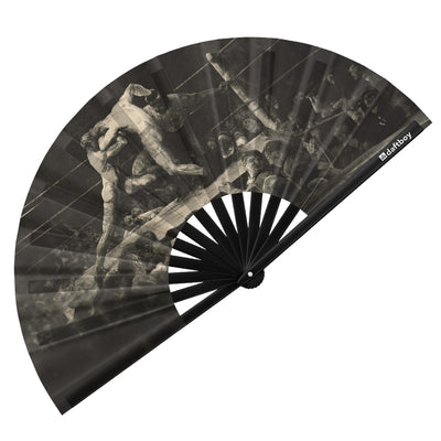 Stag at Sharkey's by George Bellows Rave Bamboo Folding Hand Fan / Clack Fan - Large