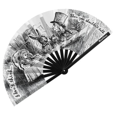 Alice In Wonderland, Mad Hatter's Tea Party Rave Bamboo Folding Hand Fan / Clack Fan - Large