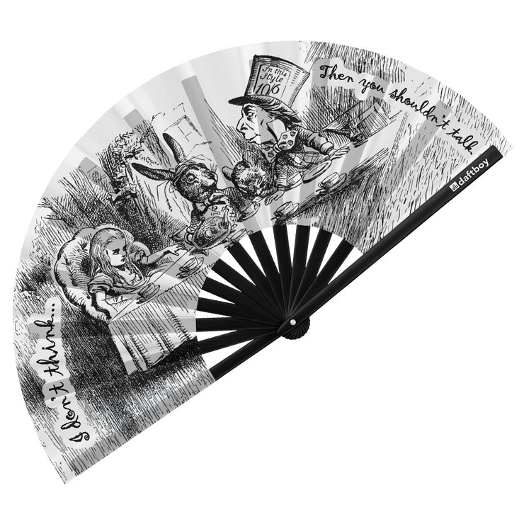 Alice In Wonderland, Mad Hatter's Tea Party Rave Bamboo Folding Hand Fan / Clack Fan - Large (Copy)