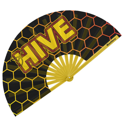 BeeHIVE Rave Bamboo Folding Hand Fan / Clack Fan - Large