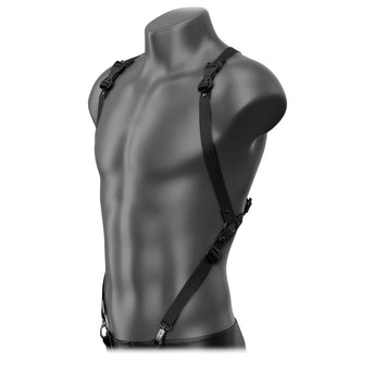 Beyond Basic Black Drop Back Vest Suspender Handmade Fashion Vegan Unisex Harness - Daftboy