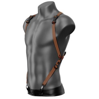 Beyond Basic Chocolate Brown Drop Back Vest Suspender Handmade Fashion Vegan Unisex Harness - Daftboy